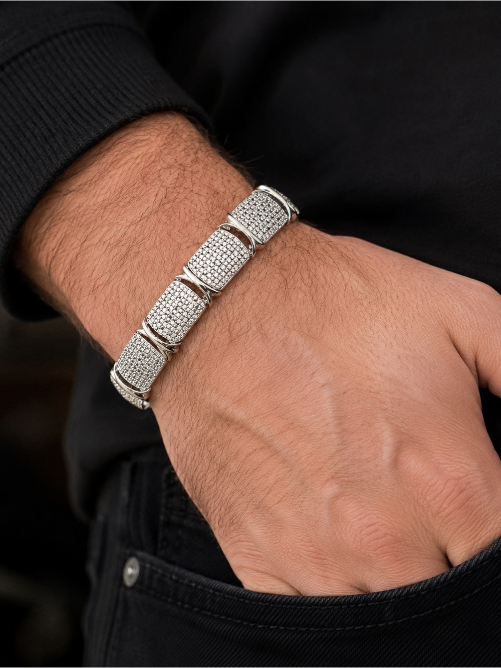 4.40 carats diamonds white gold over silver tennis bracelet